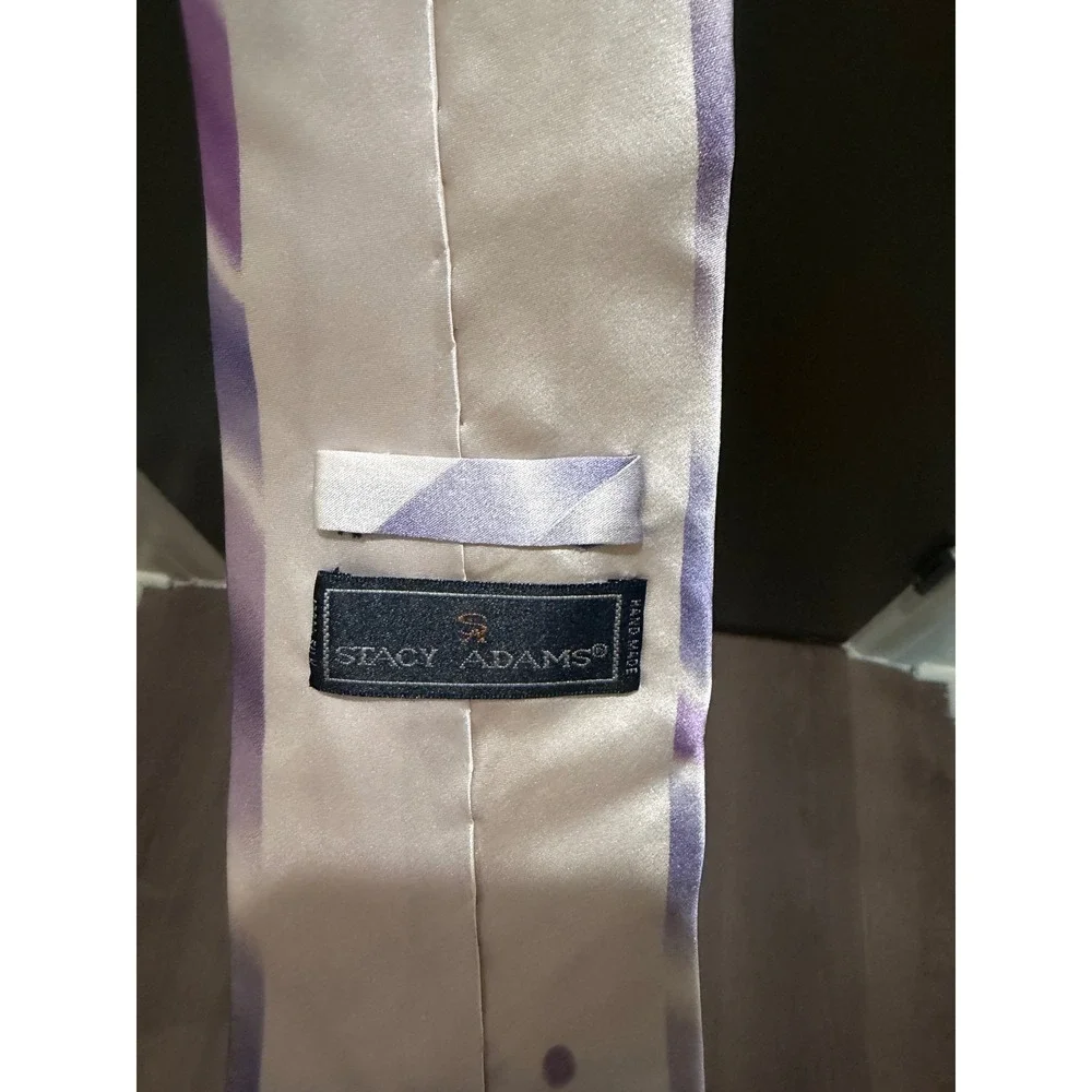 Stacy Adams Mens Silk Necktie Purple Lavender Ombre Geometric Diamond Handmade